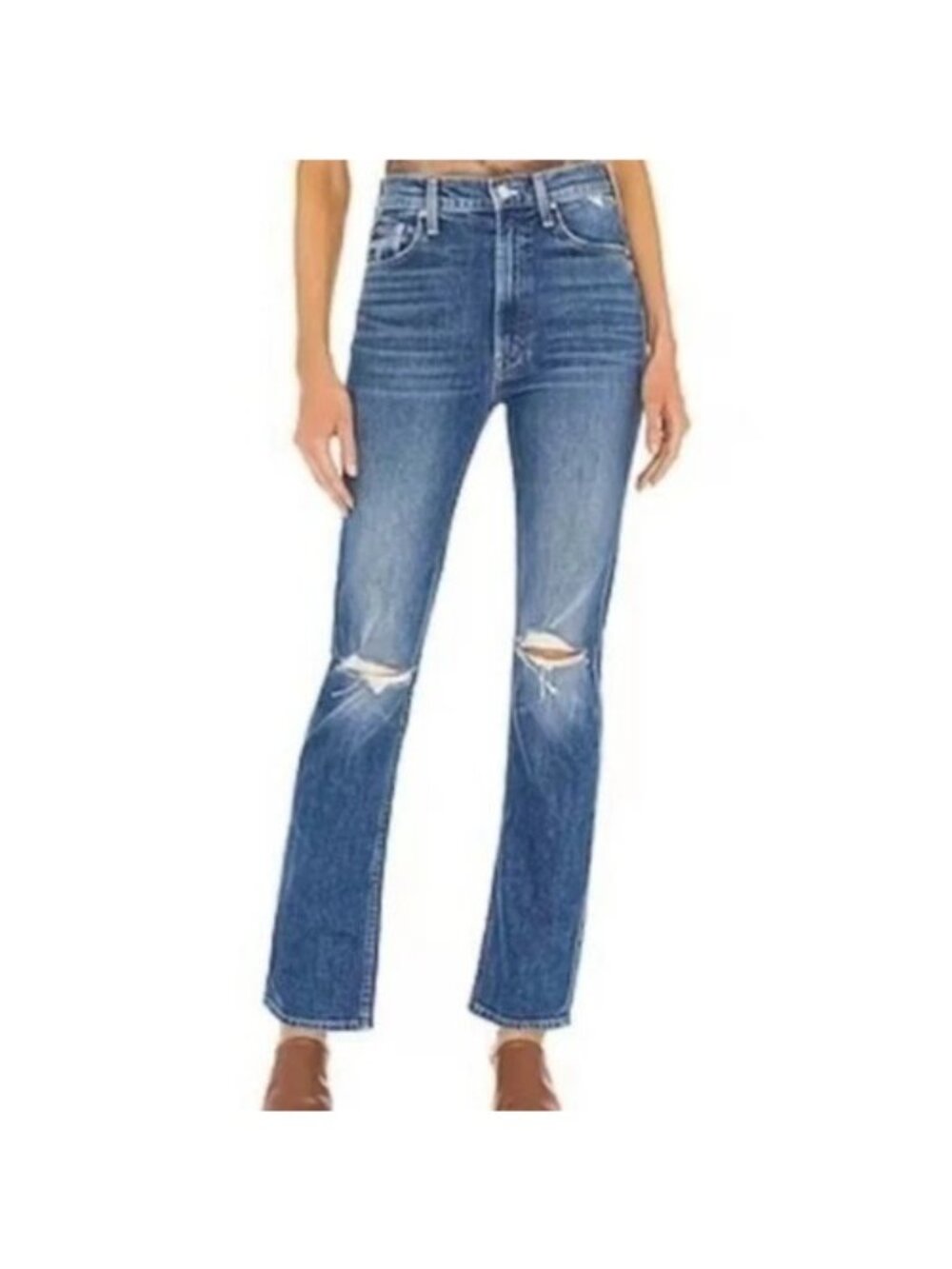 MOTHER The High Waisted Rider Skimp Jeans Playing With Scissors Blue Denim Sz 25